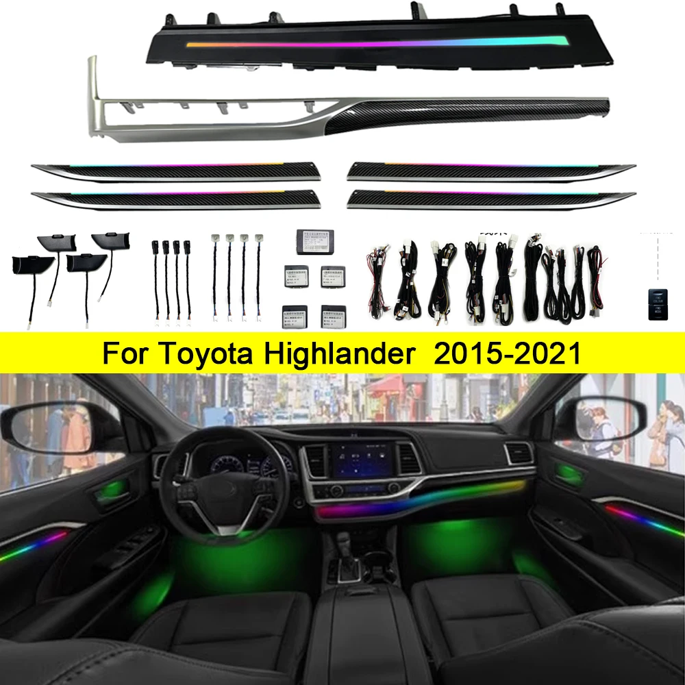 LED Ambient Light For RGB Highlander Kluger 2015 2016 -2022 2023 2024 Atmosphere Lamp magic environmental Interior Kit 256 Color