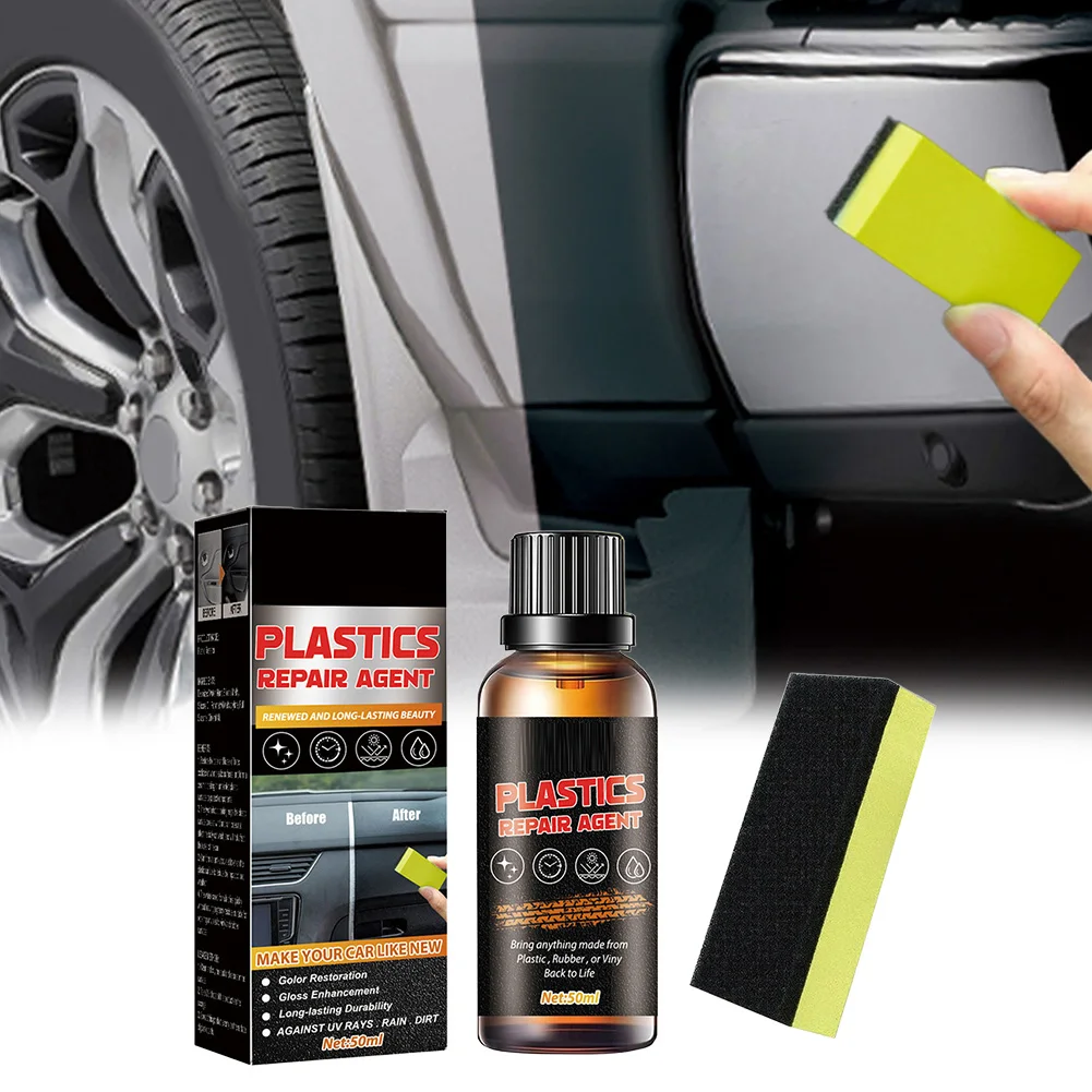 

50ml Plastic Restorer For Car Easy To Use Plastic Part Refurbishment Coating Refurbish Agent With Sponge Long Lasting Supplies
