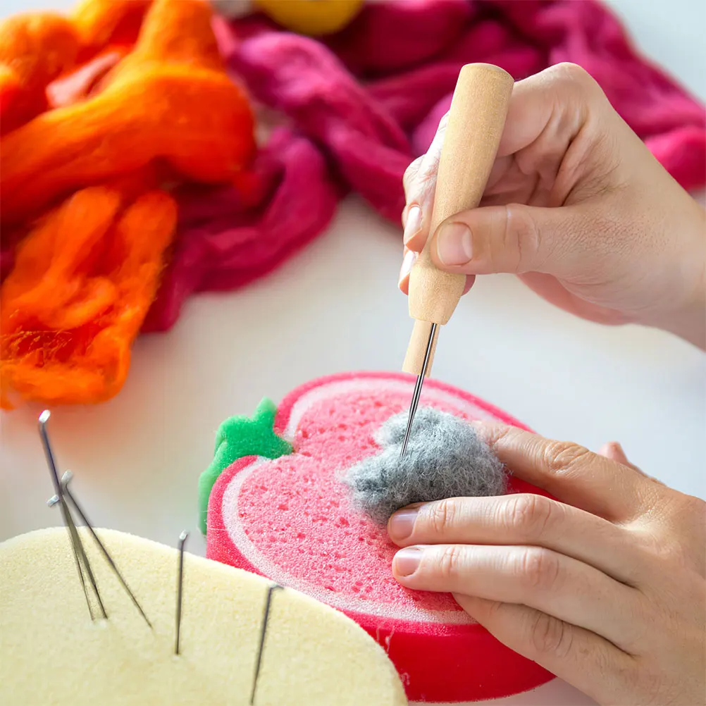 

16 Pcs Wool Felting Tools Wood Handle Needle Felting Handles Handheld Crafts Kit for Toys Embroidery Supplies