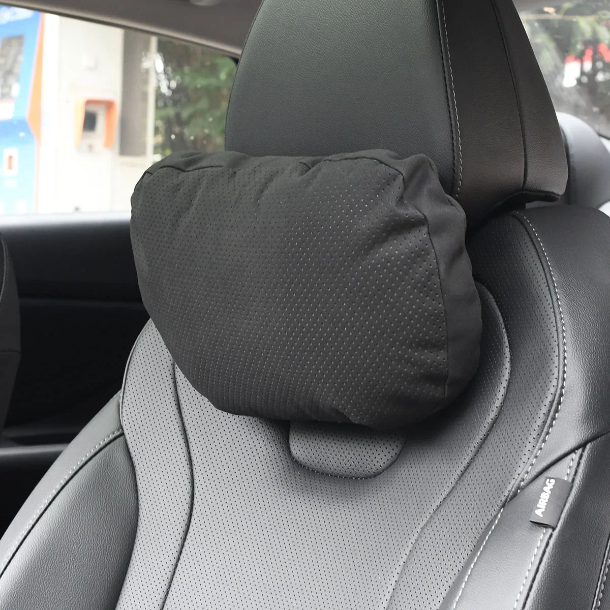 مسند رأس مثقوب من فراء السيارة ناعم ومريح لمقعد السيارة ودعم الرقبة وسادة ملحقات السيارات #2
