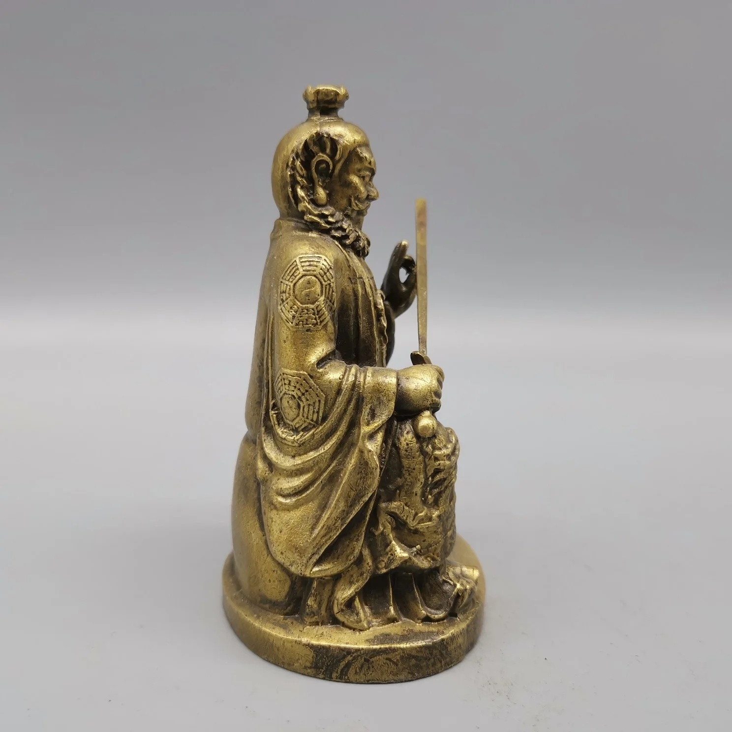 Brass Zhang Daoling Gaoming Emperor Statue Home Decoration