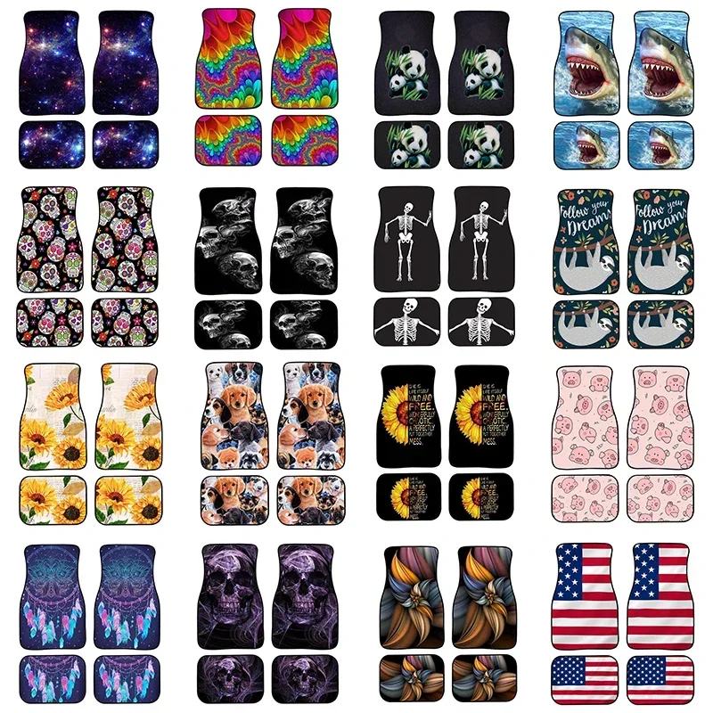 

Автомобильный коврик на заказ, фон с подсолнухом, женский и мужской комплект из 4 предметов, всепогодные универсальные передние и задние коврики, подходят для