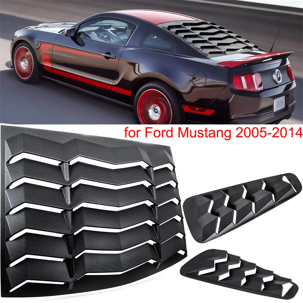 Rear+Side Window Louvers for Ford Mustang 2005-2014 Windshield Sun Shade Cover Vent GT Lambo Style Custom Fit All Weather ABS