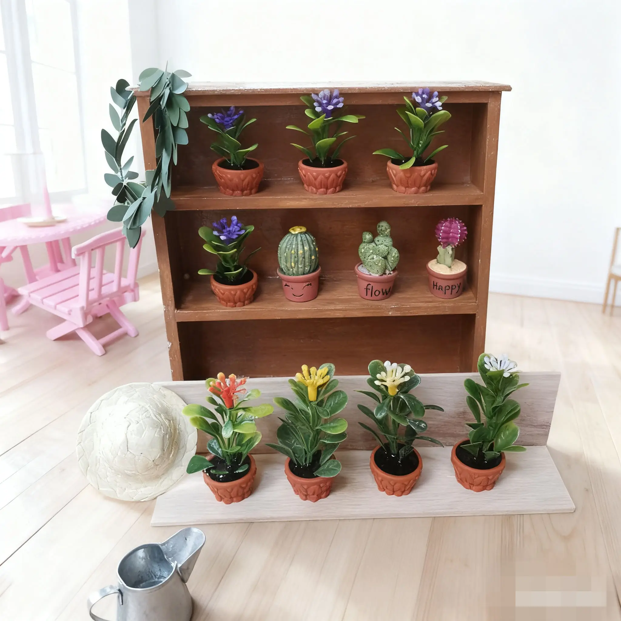 

10pcs Dollhouse Miniature Realistic Potted Plant Set - DIY Scene Model Props, Tiny Artificial Flower & Cactus Decor for Sandplay