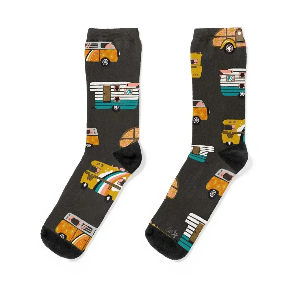 

Retro Road Trip – Charcoal Socks Soccer new year Socks For Women Men's