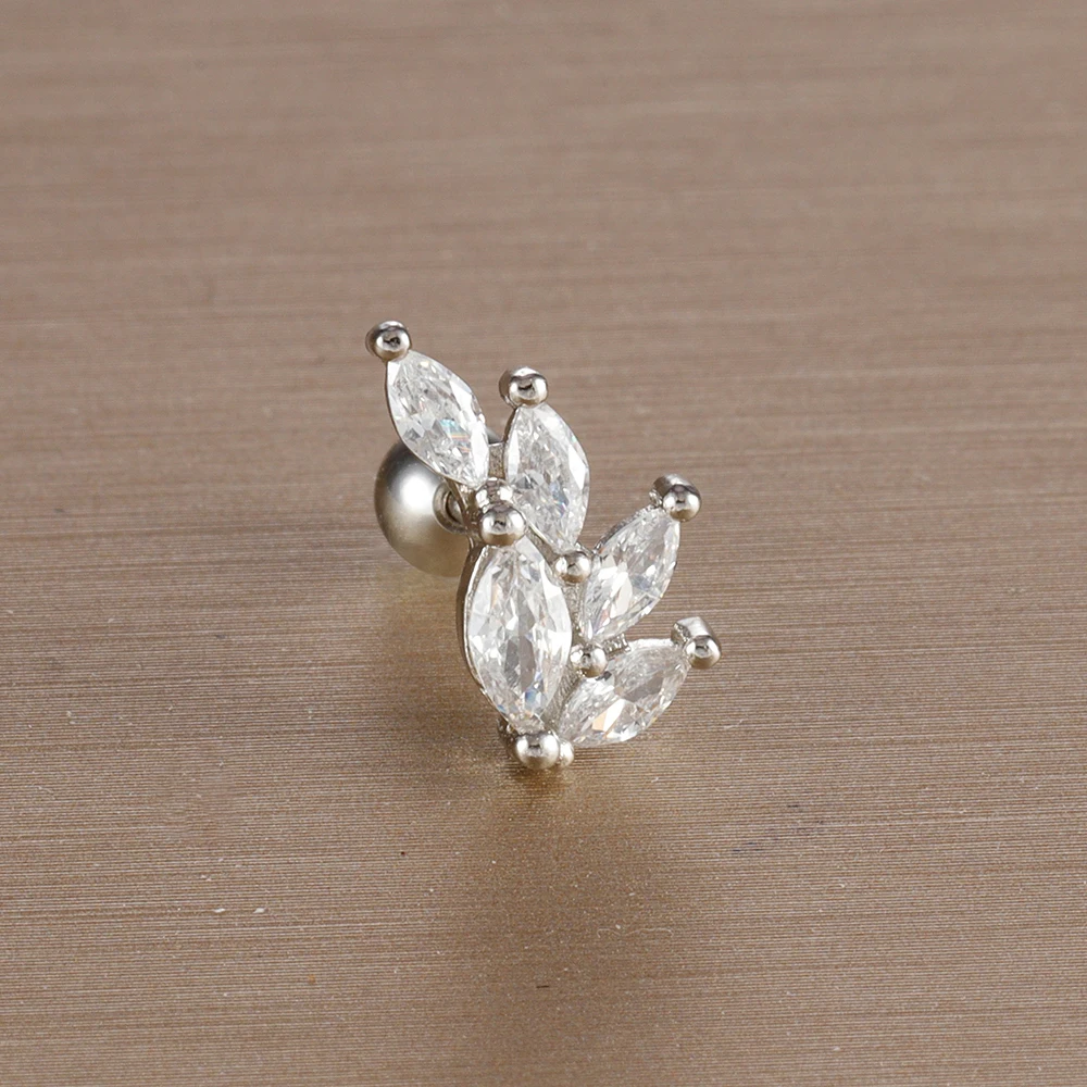 Mini Zircon Cartilage Piercing Stud Earring, 6 Styles