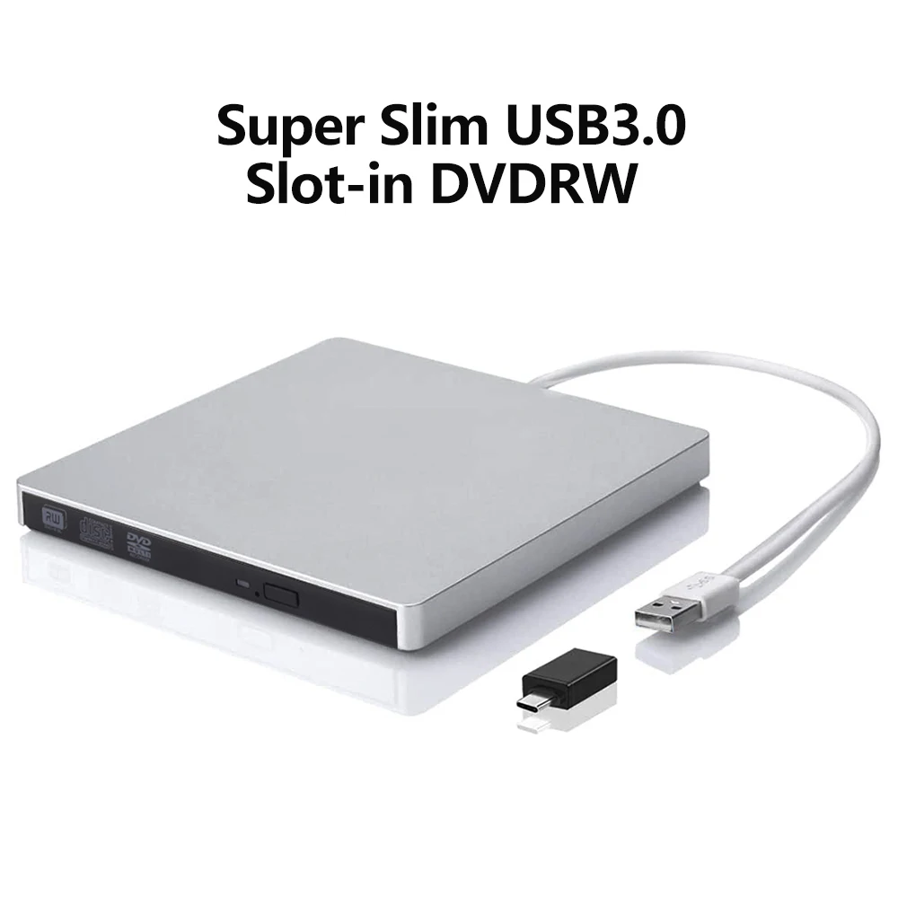 External USB Type-C 3.0 DVD RW CD Writer Slim Optical Drive Burner Reader Player Tray Type Portable For Apple MacBook Pro/ Air