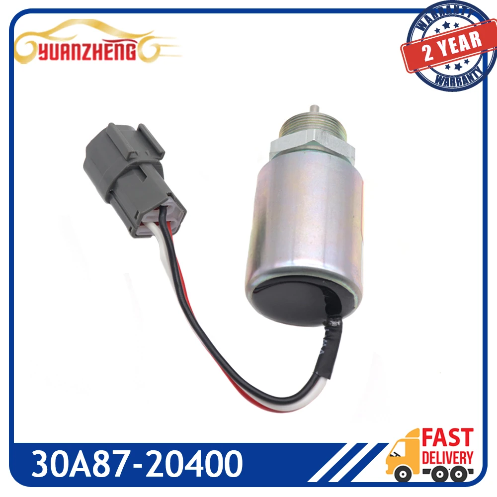 Car Fuel Shut Off Solenoid 12V 30A87-20400 For Mitsubishi L2E L3E S3L S4L Engine Volvo EC15 Stop Solenoid 30A87-20404 30A8710400