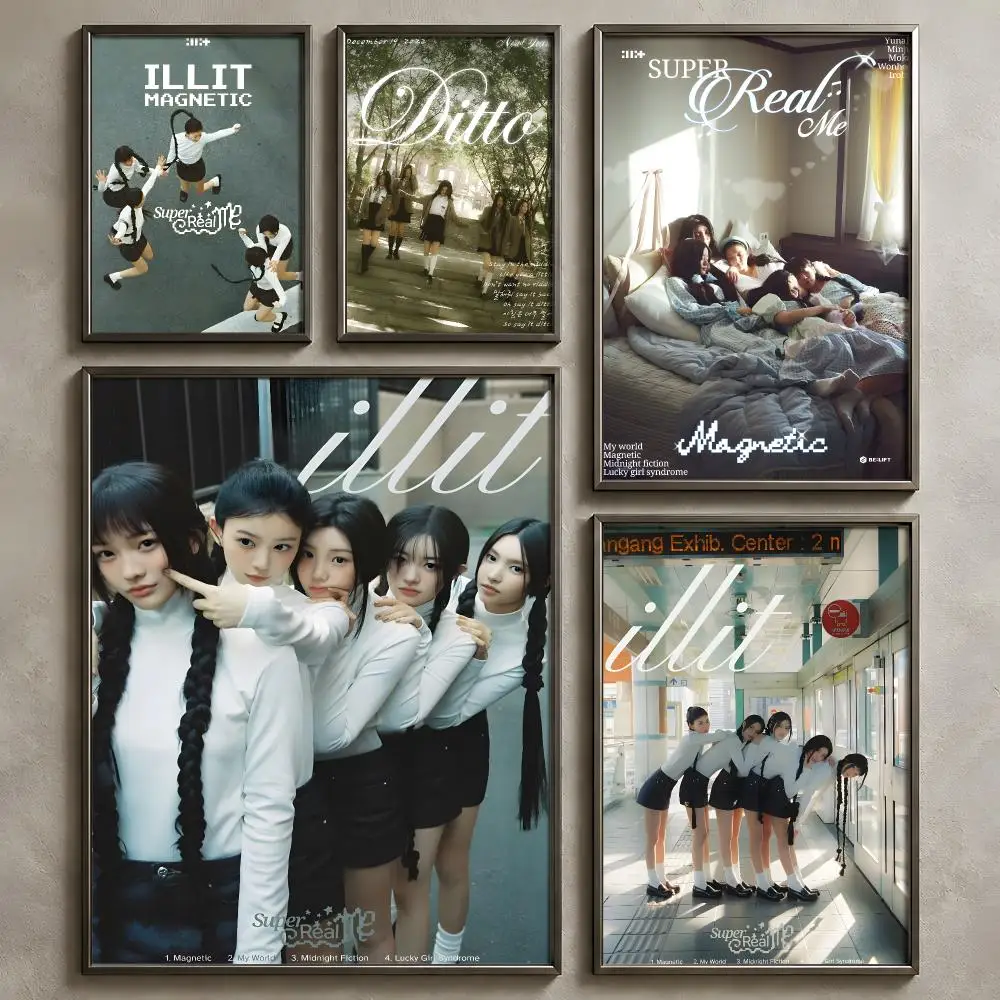 K-Pop Group I-ILLIT-T Poster Vintage Self-Adhesive PP Wall Decor Art Artistic Home Bar Bedroom Decoration Gift
