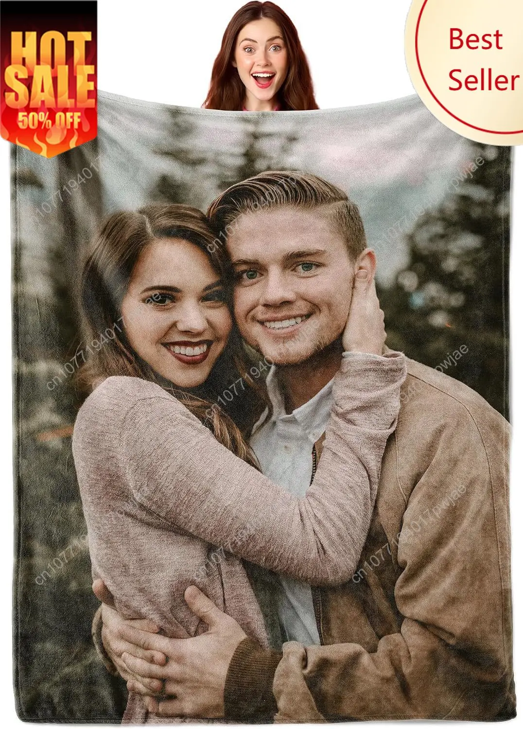 Ship Next Day Custom Blanket with Picture Customized Photo Blankets Customize Customizable Blanket Personalized Valentines Day F