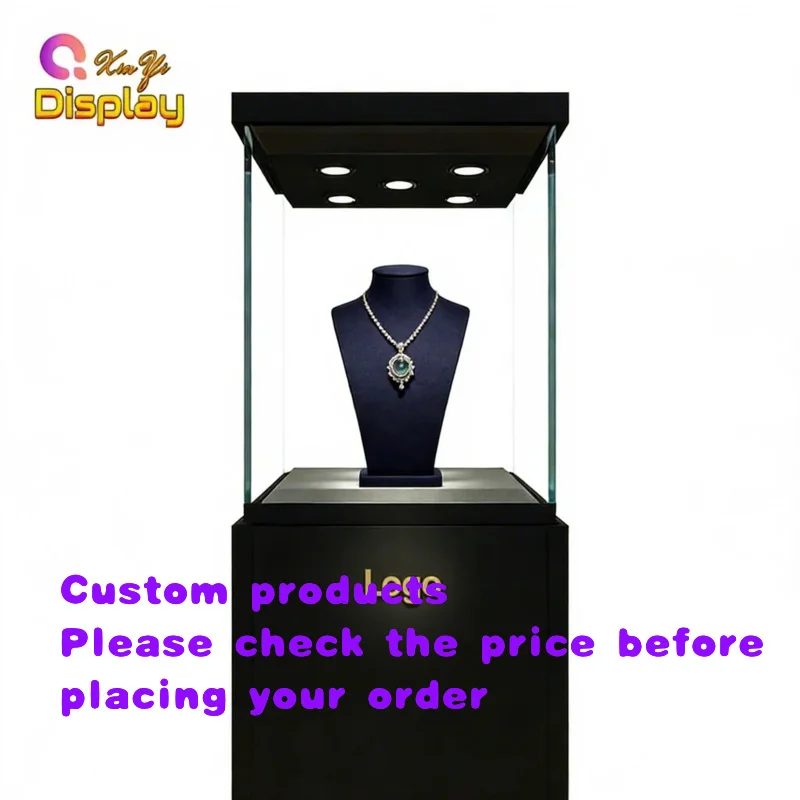 custom.Custom High-End Modern Jewelry Cabinet Stainless Steel Frame LED Lighting Eco-Friendly Storage Retail Show