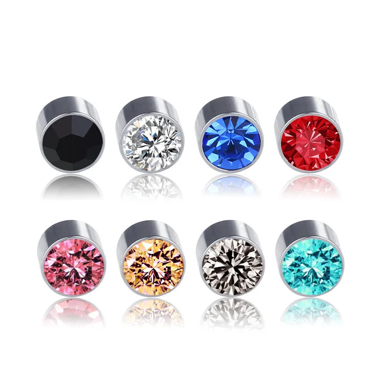 

Wholesale Trendy Crystal Stud Earrings multicolor Rhinestone Magnet Earrings for Men Women No Pierced Hole