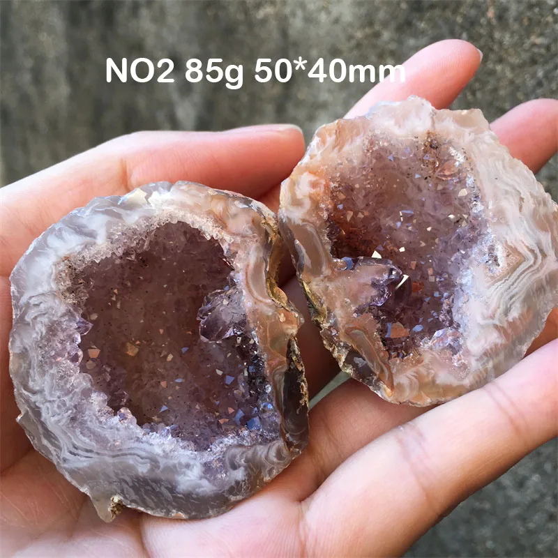 Natural Agate Geode Pair Crystal Quartz Druzy Sardonyx Minerals Specimen Stone Healing Reiki Home Decor Collection