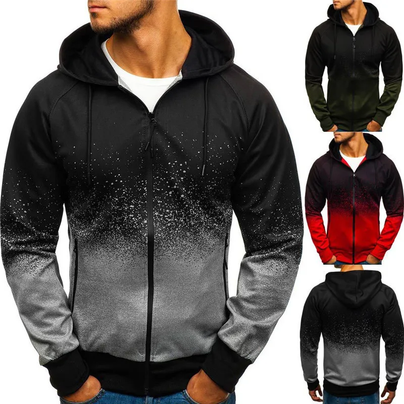 

Spring and Autumn Hooded Jacket Jacket,Casual Fashion European And American Digital Printing Gradual Change Sweat