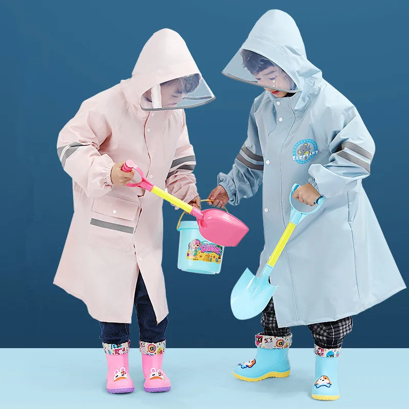 115-165cm Students Raincoats Rainwear For Children Rain Coat Poncho Cover Waterproof Trench Jackets with Backpack Position