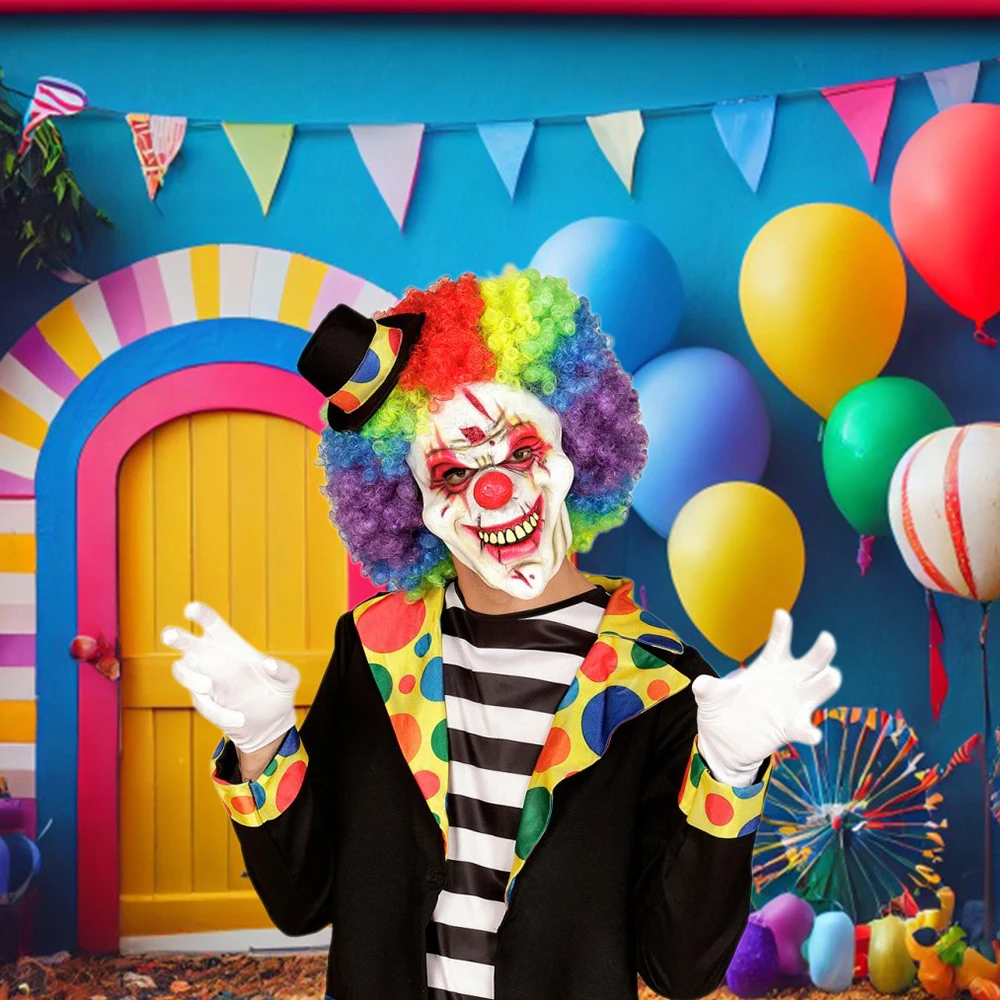 Circus Baby 1st Birthday Party การถ่ายภาพฉากหลังบอลลูนที่มีสีสันสวนสนุก Carousel Carnival พื้นหลัง Photo Studio