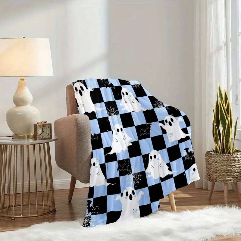 1pc Halloween Pattern Flannel Blanket, Lightweight And Soft Blanket, Gift Blanket for Family And Friends