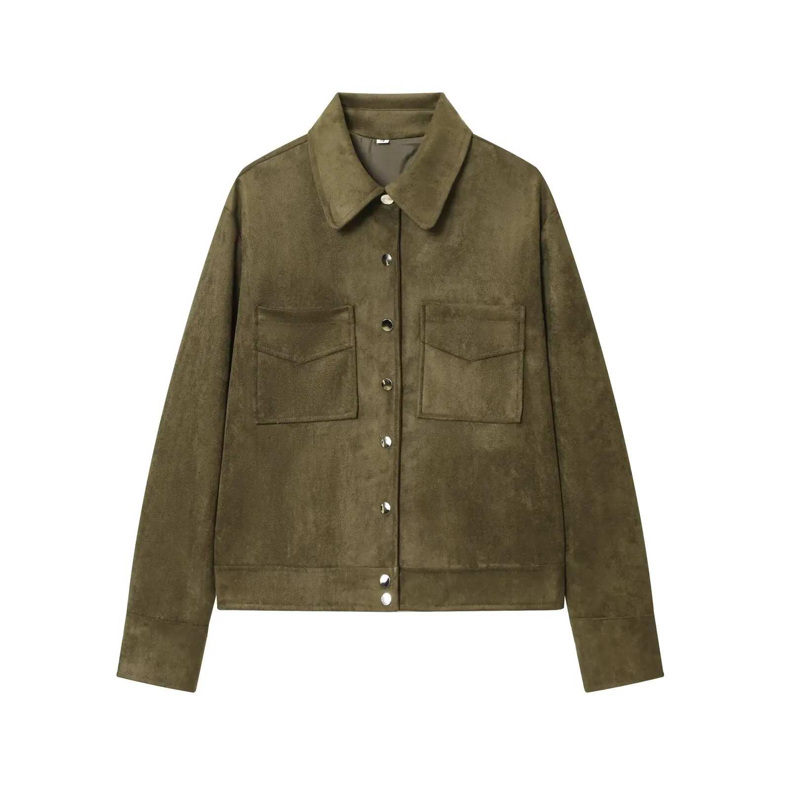 JNLEAOG Autunno delle Nuove Donne Faion Versatile Pelle Scamosciata Texture Jaet Tuta Sportiva Tessuto di Poliestere Lungo Sve Caldo Cappotto da Donna