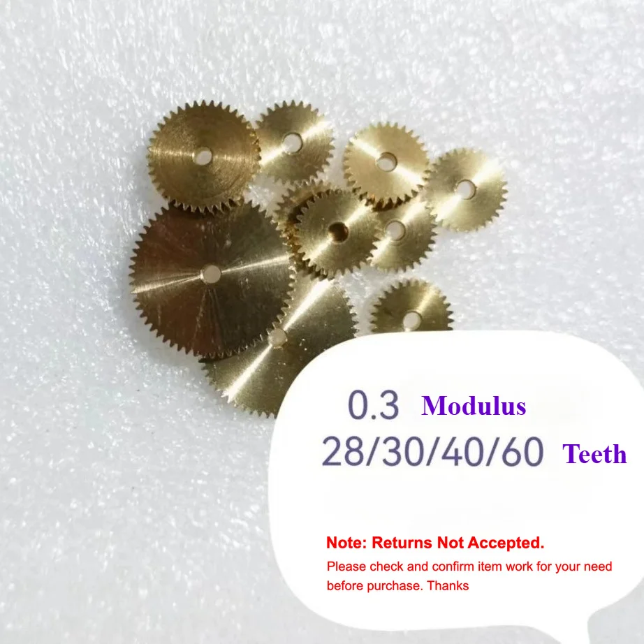 1PC 0.3 Modulus 30T/ 32T/ 36T/ 40T/ 48T/ 50T/ 60T Teeth Copper Gear 2mm Thickness 1.98mm Aperture Fit 2mm Shaft