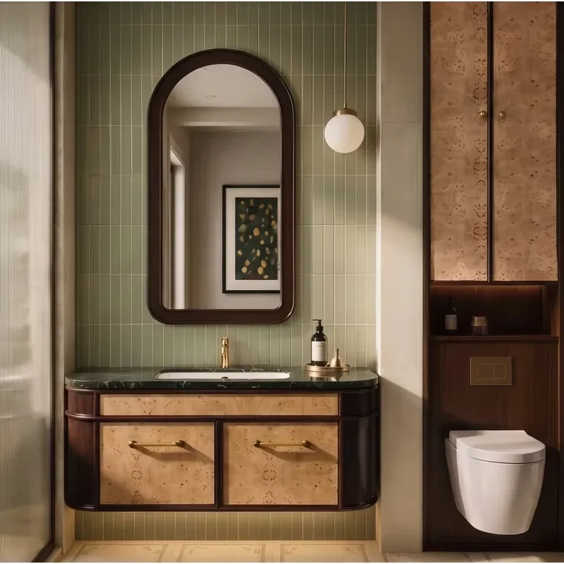 Custom Modern Wall Mounted Bathroom Vanity with Lavatory Sink with Cabinet with Mirror Furniture Set Factory Direct OEM ODM