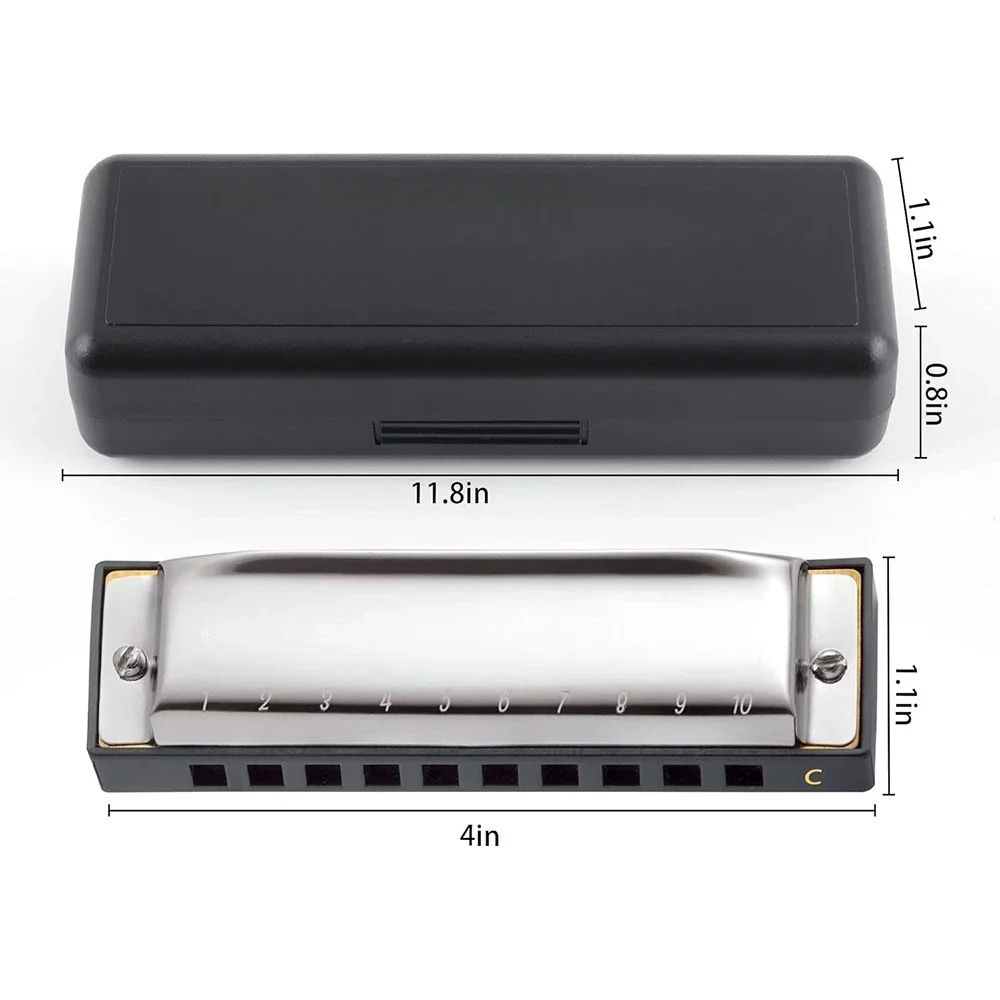 Hot Sale Wholesale SWAN Blues C Key 10 Hole 20 Tone Stainless Steel Silver Beginners Diatonic Harmonica