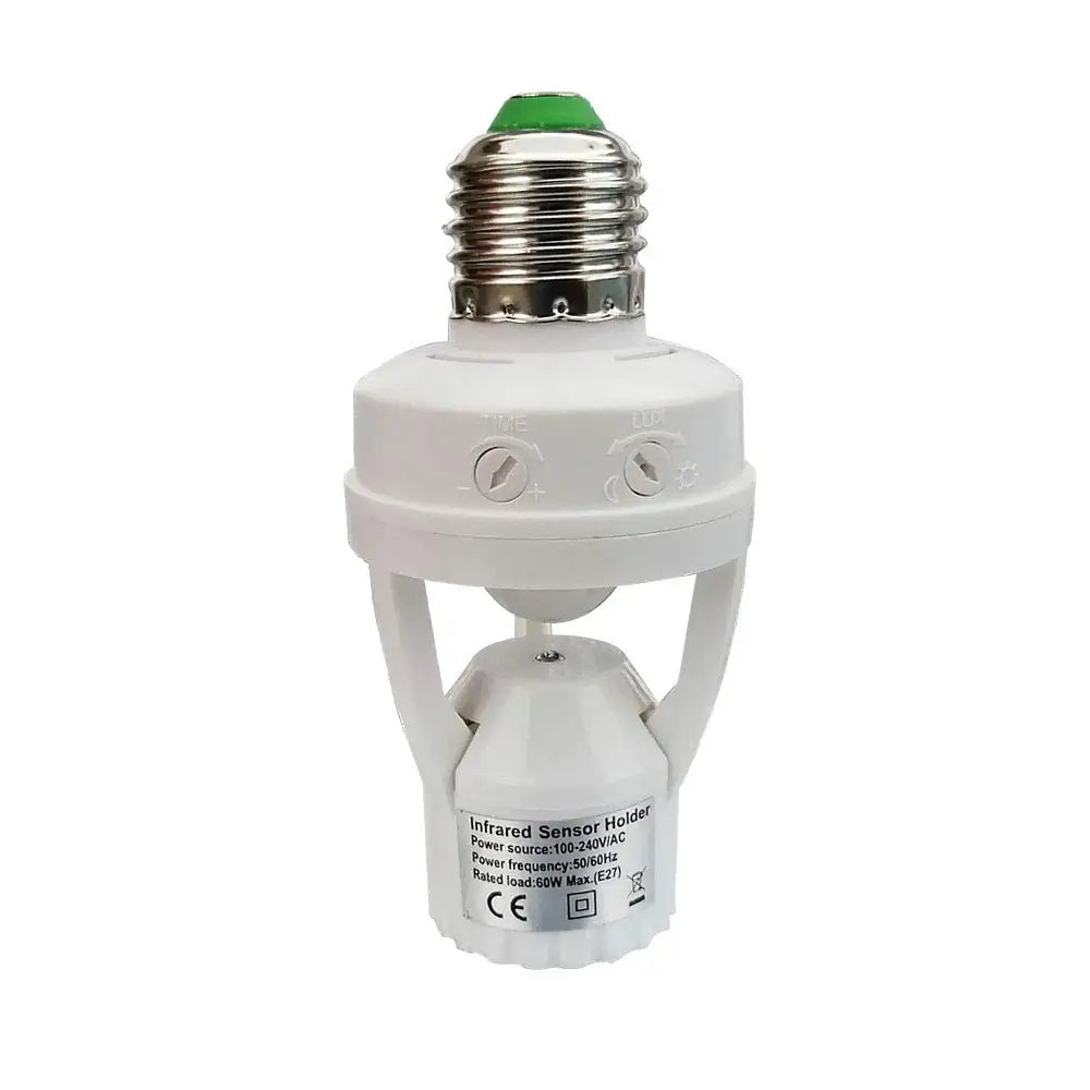 1/4PCS Motion Sensor Light Socket PIR Motion E27 Screw Bulb Adapter Adjustable Auto On/Off Light Control for Garage Basement
