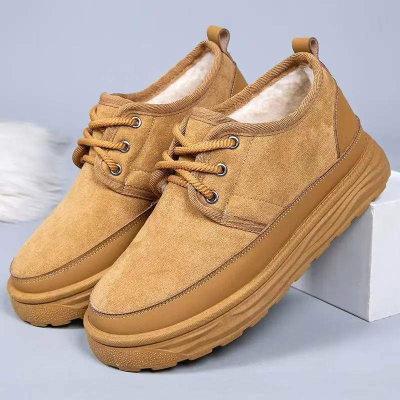 

New Men's Cotton Shoes 2025 Winter Thick Velvet Thick Bottom Men's Snow Boots Warm and Breathable Men's Shoes