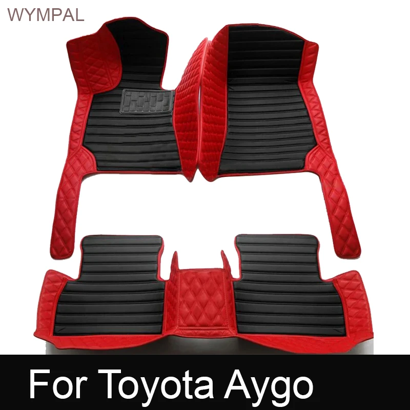 

Custom Automotive Car Floor Mats For Toyota Aygo 2014 2015 2016 2017 2018 Auto Luxury Leather Men Women Car Mats Full Coverage