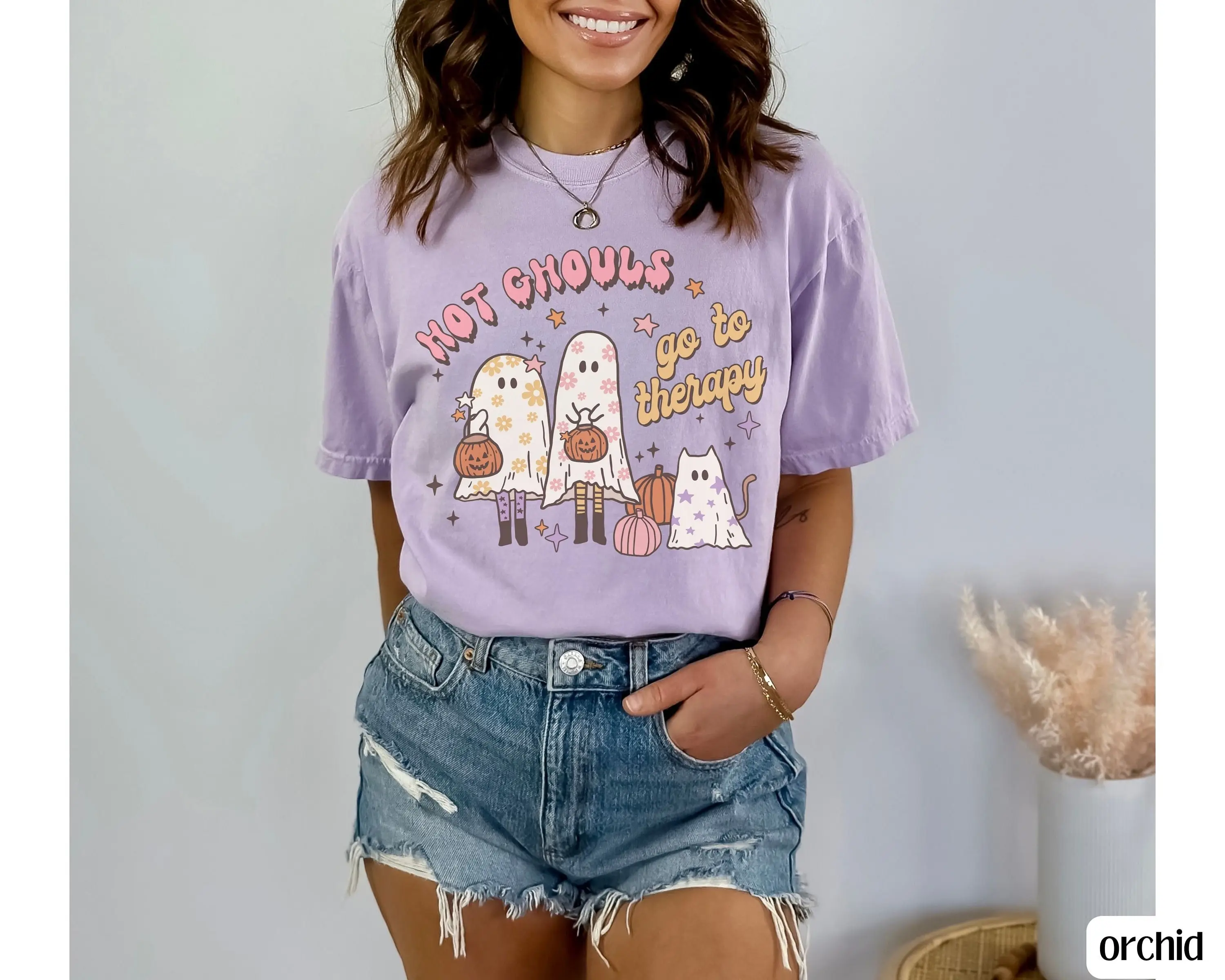 Mental Health Halloween T Shirt Hot Girls Go To Therapy Self Love Pretty Ghoul Retro Therapist