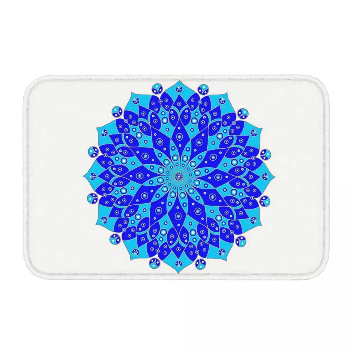 Mandela Evil Eye Flower, Blue, White, Colourful, Mandala Evil Eye Non-Slip Carpet Doormat Bedroom Kitchen Mat Floor Rug