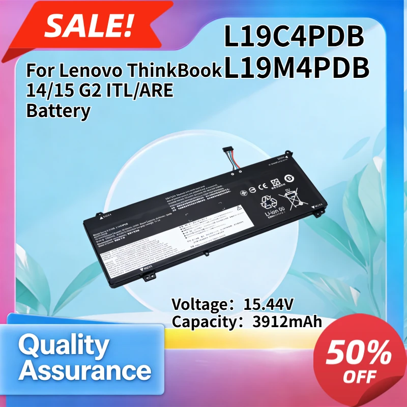 3912mAh L19C4PDB L19M4PDB Laptop Battery Compatible with Lenovo ThinkBook 14 15 G2 ITL ARE High Quality Replacement Battery
