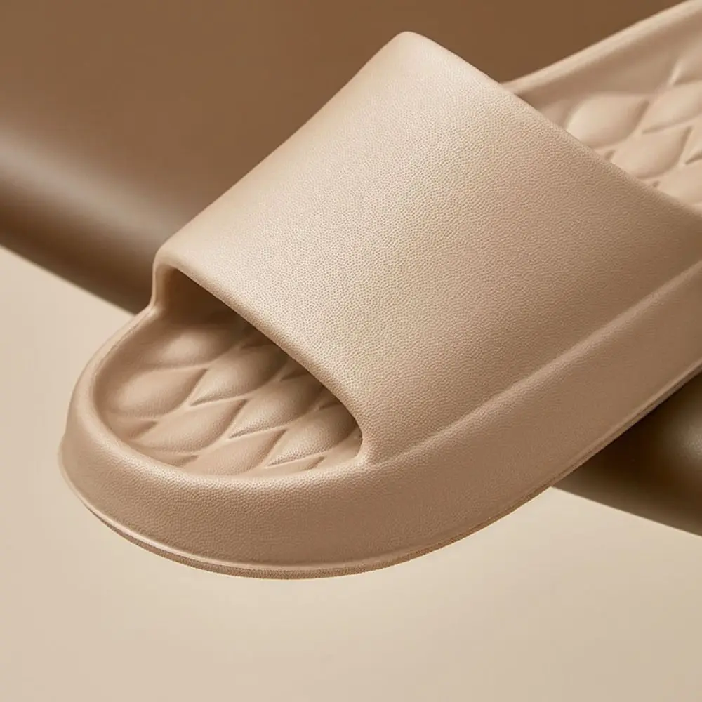 Solid Color Thick Platform Slippers Non-slip Soft Sole Beach Slippers Women Simple Home Shoes EVA Slippers Men Bathroom