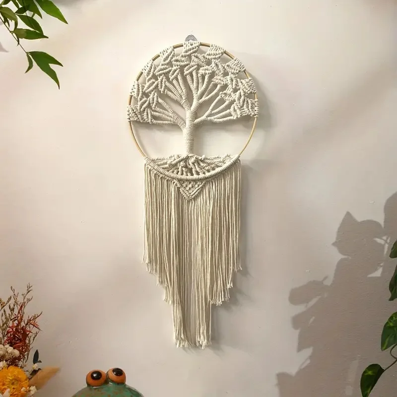 Arbre de vie macramé tenture murale tissée à la main Boho maison décoration murale pour chambre pépinière appartement dortoir décoration, cadeau fille