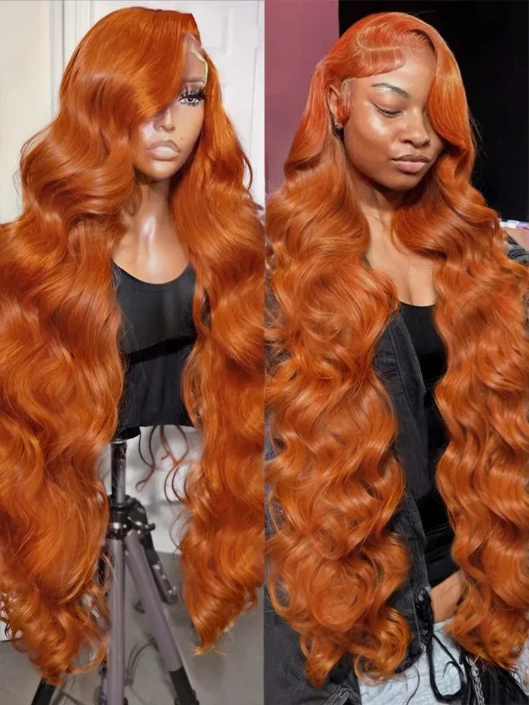 

Ginger Orange Body Wave 13x6 HD Lace Front Wigs Human Hair For Women 200 Density 350 Colored 13x4 Lace Frontal Human Hair Wig