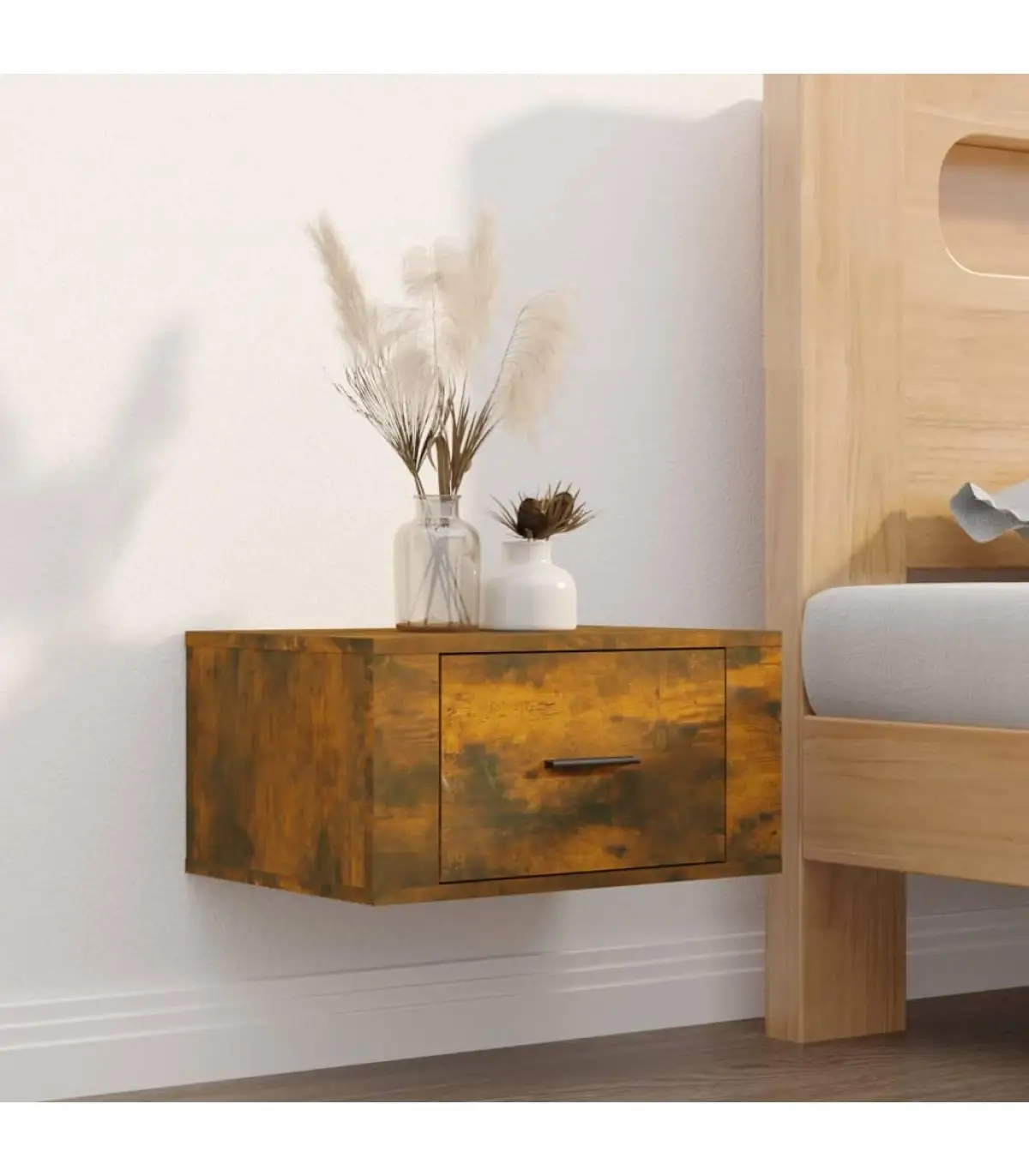 Bedside tables Wall bedside table oak color smoky 50x36x25 cm