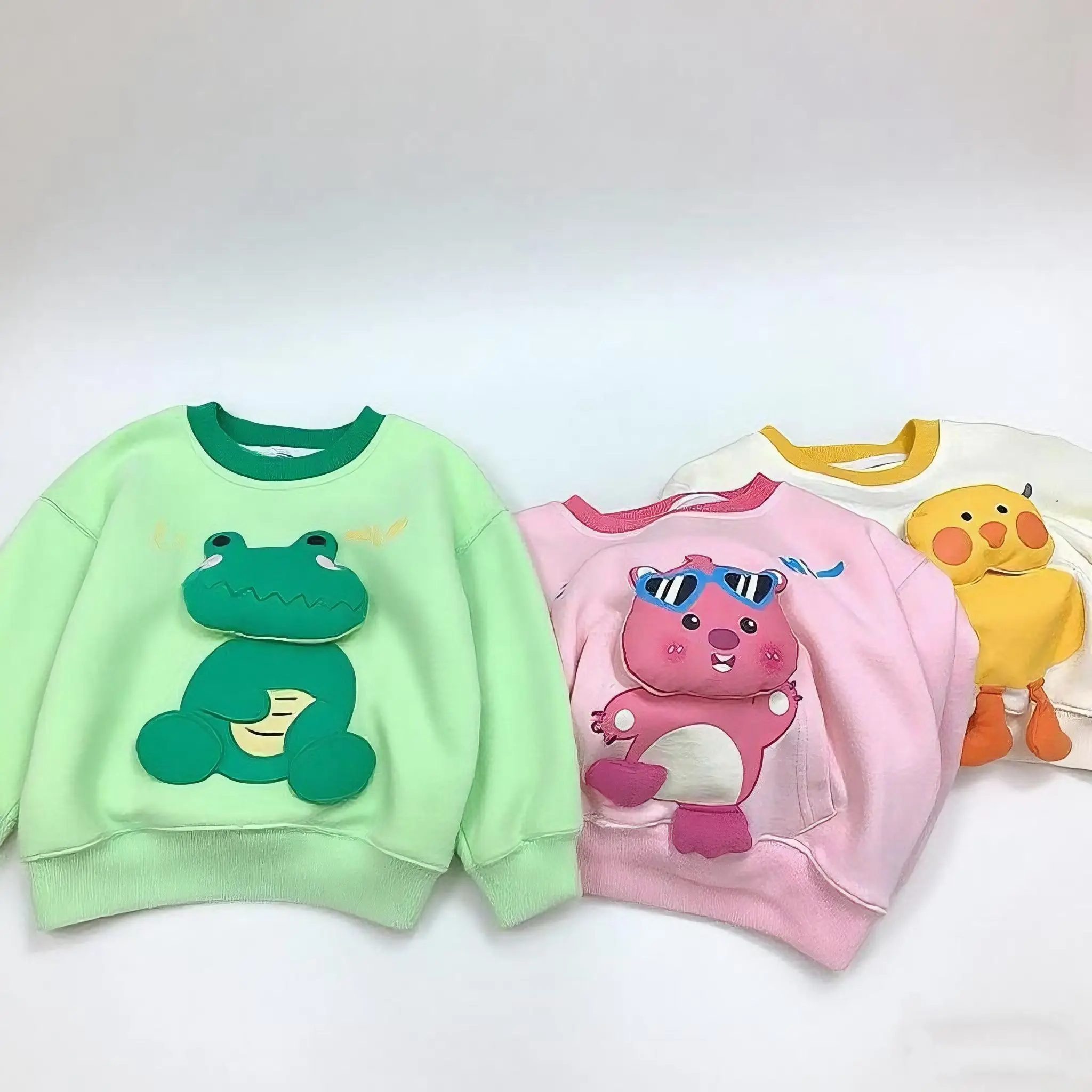 

2025 New Kids Animal Print Hoodie 3D Cartoon Frog Bear Chick Long Sleeve Top for Girls Boys Fashion Spring Autumn Clothes 80-140