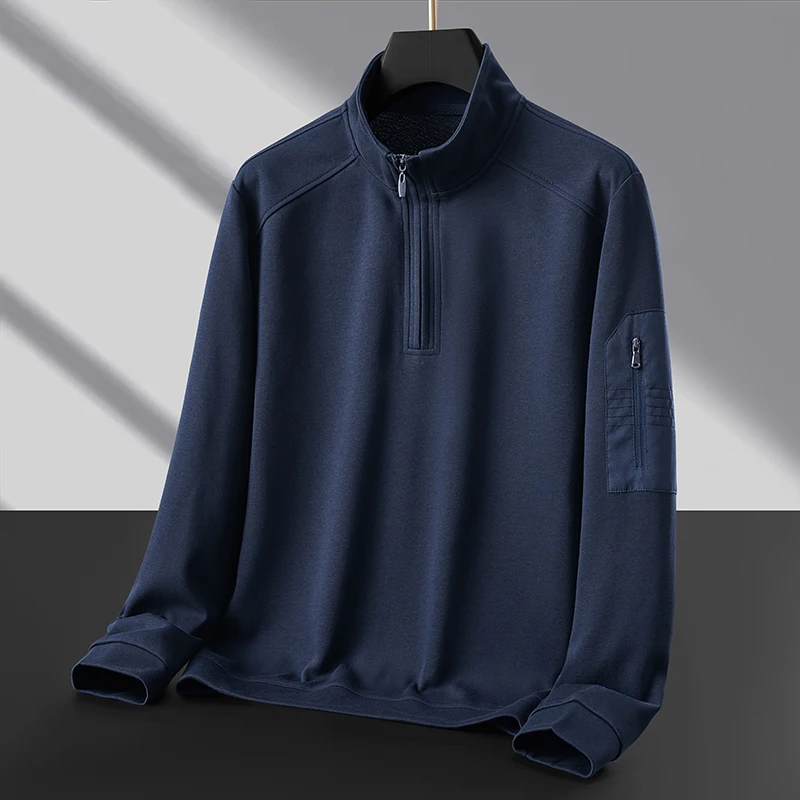 Sweatshirt Männlich Street Wear Y2k Kleidung Half Zip Pullover Herren Business Casual Lose Fit Langarm Top Herbst Frühling Mode