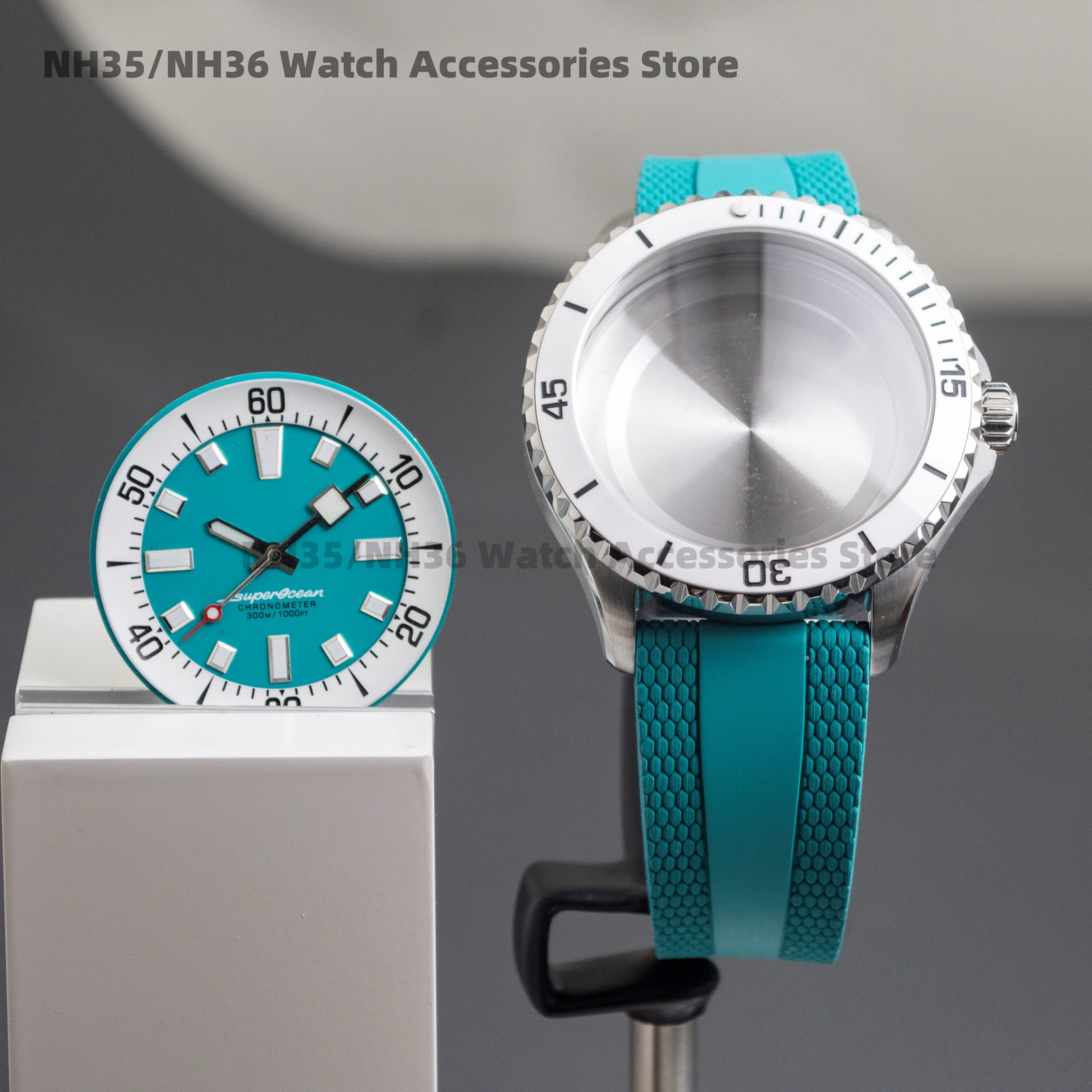 

200m Diving Case NH35 Watch Case Luminous Dial Hands Sapphire Crystal Glass for NH35 NH36 Movement SUPEROCEAN Case Dial Hands