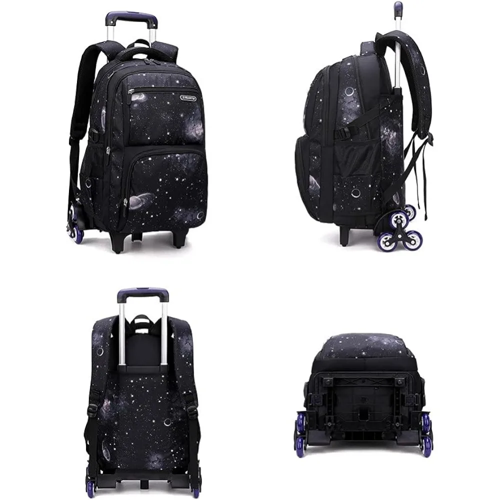 MITOWERMI Boys Rolling zaini kids'bagaglio zaino con ruote per ragazzi delle scuole Trolley borse Space-Galaxy Roller Bookbag