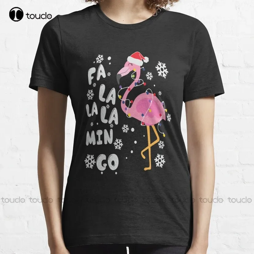 Fa Lalala Mingo Flamingo لعيد الميلاد عيد الميلاد تي شيرت قمصان حمراء للنساء مخصص الكبار في سن المراهقة للجنسين الطباعة الرقمية تي شيرت