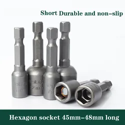 7-13mm Impact Hexagon Socket 45mm-48mm  Round Shank Nut Driver Hexagon Socket Wrench Electric Screwdriver Bit Adapter Socket Kit