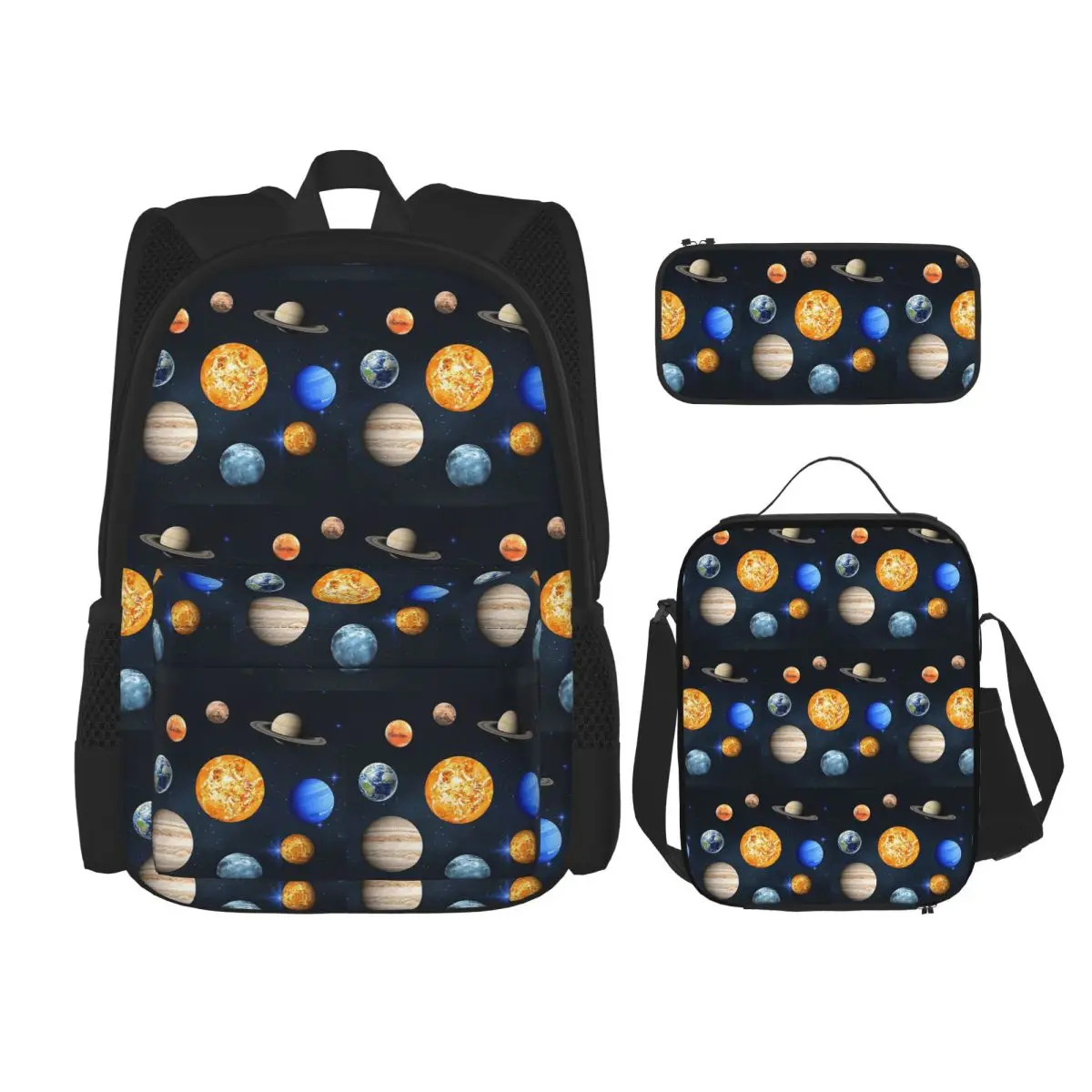 

Solar System Space Planets Universe Backpacks Students Bookbag School Bags Rucksack Lunch Bag Pen Bag Three-Piece Set