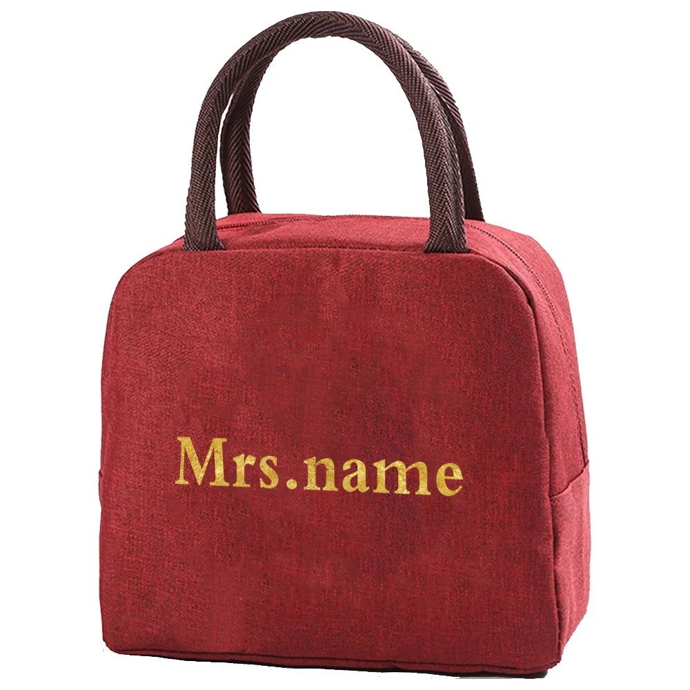Personalized Customization Name Red Insulated Lunch Bag Thickened Food Storage Outdoor Travel Picnic Bag Bento Bag