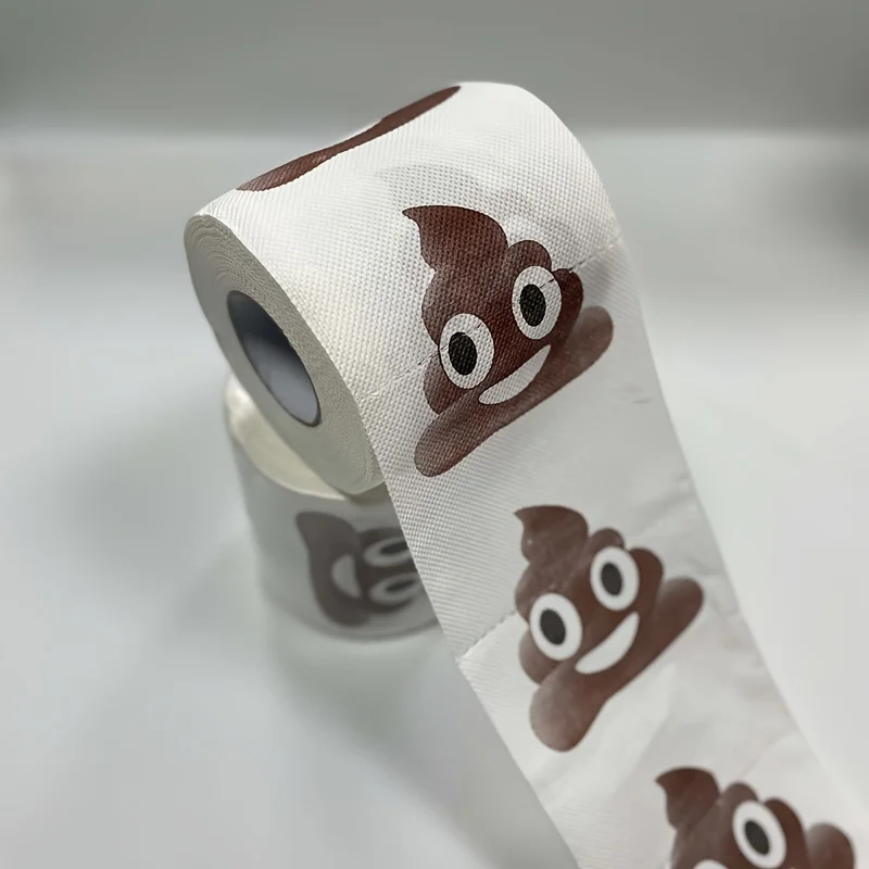 1pc Fun Patterned Toilet Paper Roll, 3-layer Continuous Roll, Carved, Printed, Folded, with Quirky Feces Design, No Bleach