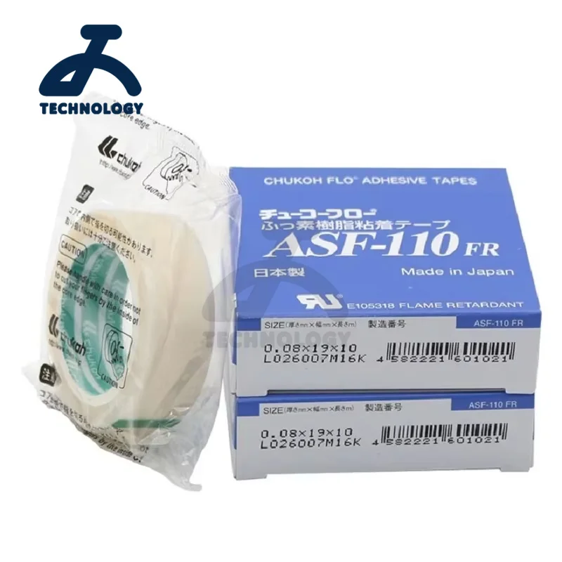 Японская термостойкая клейкая лента CHUKOH ASF-110FR из PTFE, 13 мм, 19 мм, 25 мм, толщина 0,08 мм x ширина 25 мм x длина 10 м, для высокотемпературной герметизации