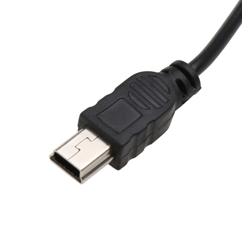 Y1UB 200mm Portable Black USB 2.0 Short Male to Mini 5 Pins Data Cable Cord Adapter