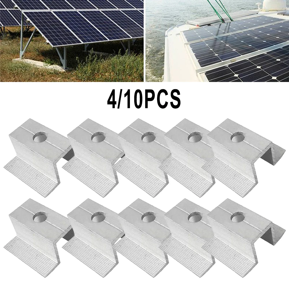 4/10Pcs Solar Middle Clamp PV For Frame Height 25-50MM Aluminum Alloy Photovoltaic Solar Panel Accessories Corrosion Resist