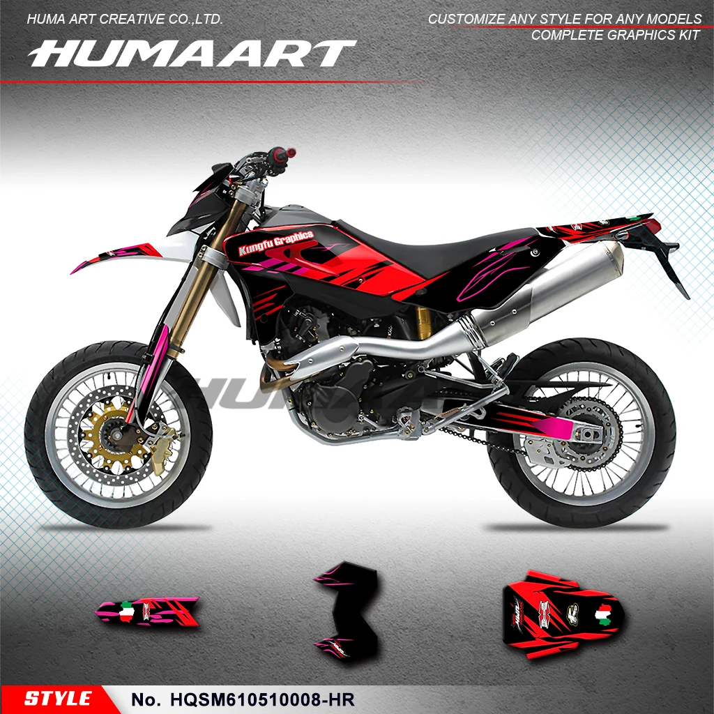 

HUMAART Sticker MX Decal Kit for Husqvarna SM 610 2005 2006 2007 2008 2009 2010, HQSM610510008-HR