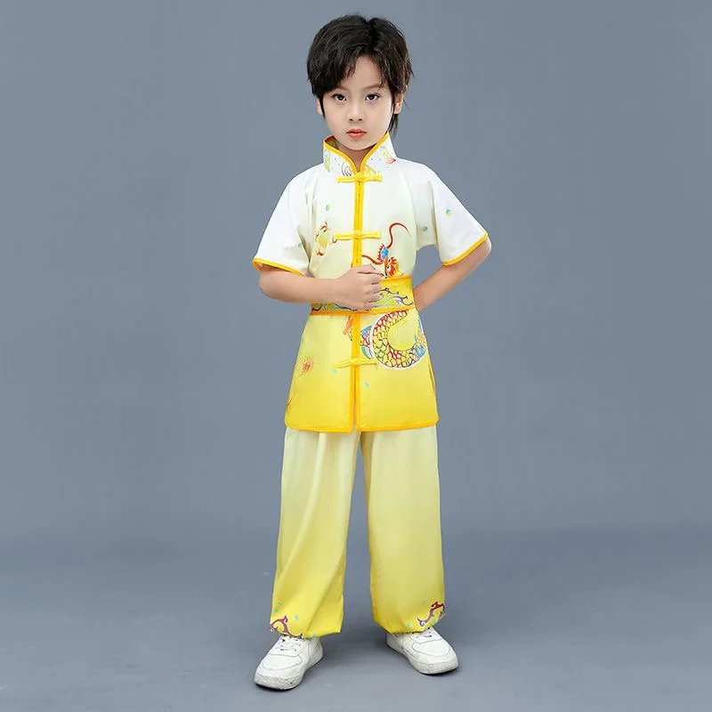 Dziecięcy strój do wushu dla chłopca, kostium do występów Tai Chi, dziecięca odzież do tańca scenicznego, dziecięcy strój do kung fu, dziecięcy uniform do sztuk walki dla dzieci.