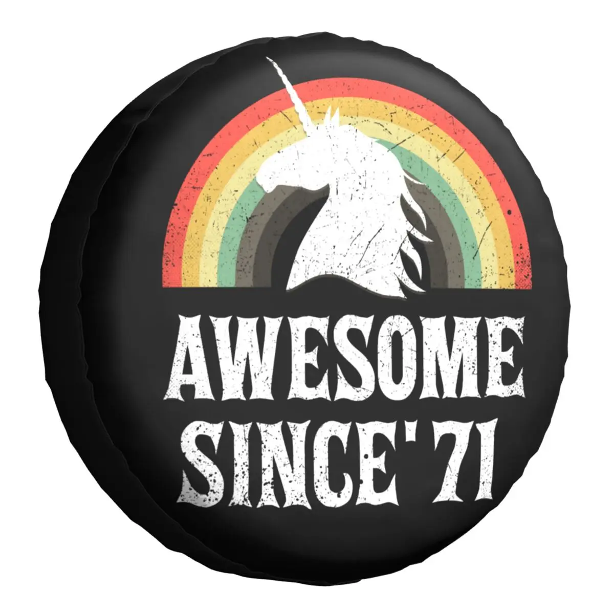 Unicorn Awesome Since 1971 Spare Tire Cover Case Bag Pouch Birthday Wheel Covers for Mitsubishi Pajero 14